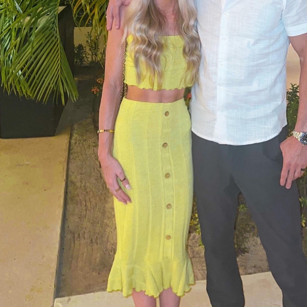 Citrus Green Crop Top & Skirt Set